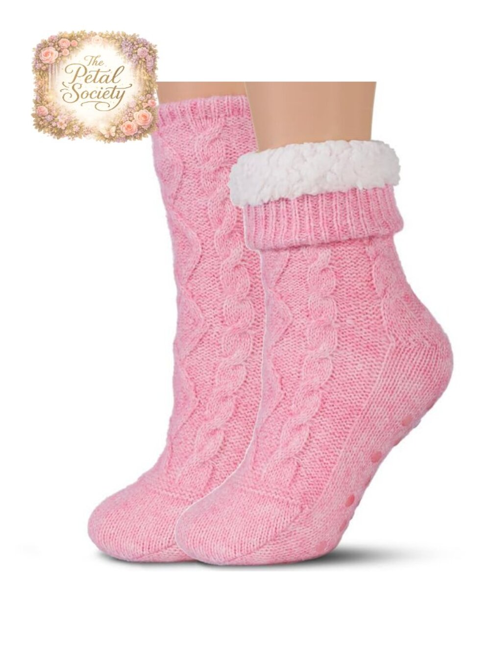 Sherpa Lined Slipper Socks with Grippers Non Slip Fuzzy Warm